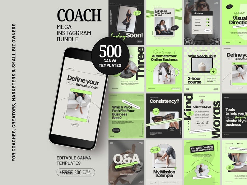 Professional Instagram Template Bundle Social Media Kit Design Content Creator Pack Digital Download Story Collection Highlight Cover Set Brand Resource Complete Marketing Package Business Profile Enhancement Professional Feed Layout Post