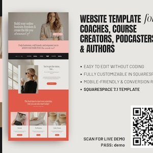Feminine Squarespace Website Template, Coaches, Podcasters, Authors (Squarespace 7.1) PG01 collection image 2