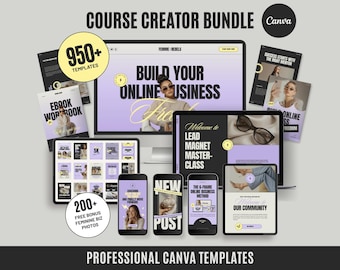 Course Creator Canva Template Bundle: 950+ DIY Branding & Social Media (Digital Download) D2
