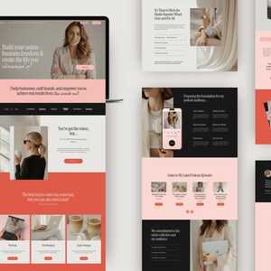 Professional Squarespace website template for podcasters, authors, and speakers, including dedicated pages for content, speaking events, and lead generation, built to support a strong personal brand online.