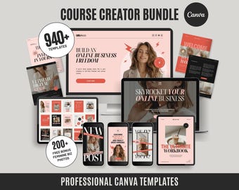 Paquete de plantillas de Canva: Creador de cursos y kit de coaching (más de 940 plantillas) Descarga digital PG01