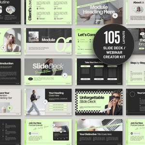 Canva Slide Deck Template Webinar Slides Canva Presentation Template Bundle Neon Green Pitch Deck Course Creator Social Media Marketing D3