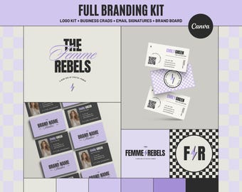 Purple Brand Kit: Logo Design, Business Card Templates (Canva Editable Digital Download) D2