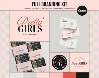 Canva Branding Kit Template: Pink Red Black Brand Design (Digital Download) PG01