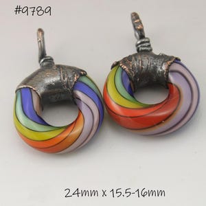 SRA Lampwork Beads, Rainbow Glass Circle Hoop, SRA Lampwork, Copper Electroformed Lampwork Jewelry Supplies, Heather Behrendt