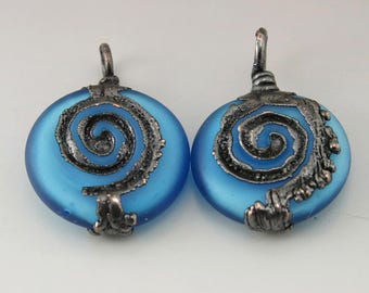 Cuentas de vidrio de Murano, cuentas de vidrio de Murano hechas a mano, cuentas de vidrio de Murano azul agua, cuentas de vidrio de Murano SRA, cuentas de lentejas, cuentas artesanales, Heather Behrendt