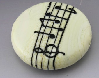 Lampwork Focal Bead Music Bead Handmade Lampwork Beads Lampwork Lentil Bead Artisan Lampwork Beads SRA Lampwork Heather Behrendt