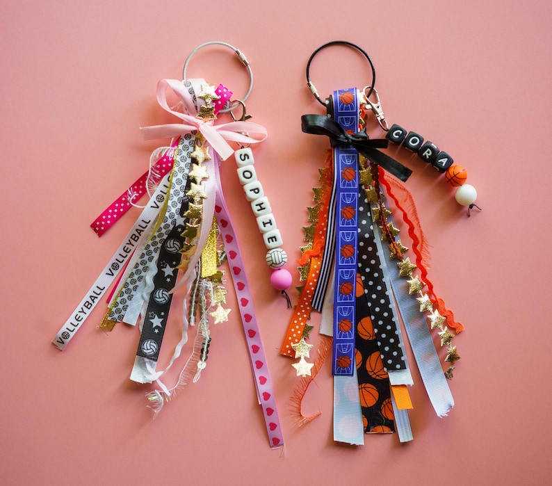 Personalized Sport Bag Tag: Silicone Name Keychain With Ribbons - Etsy
