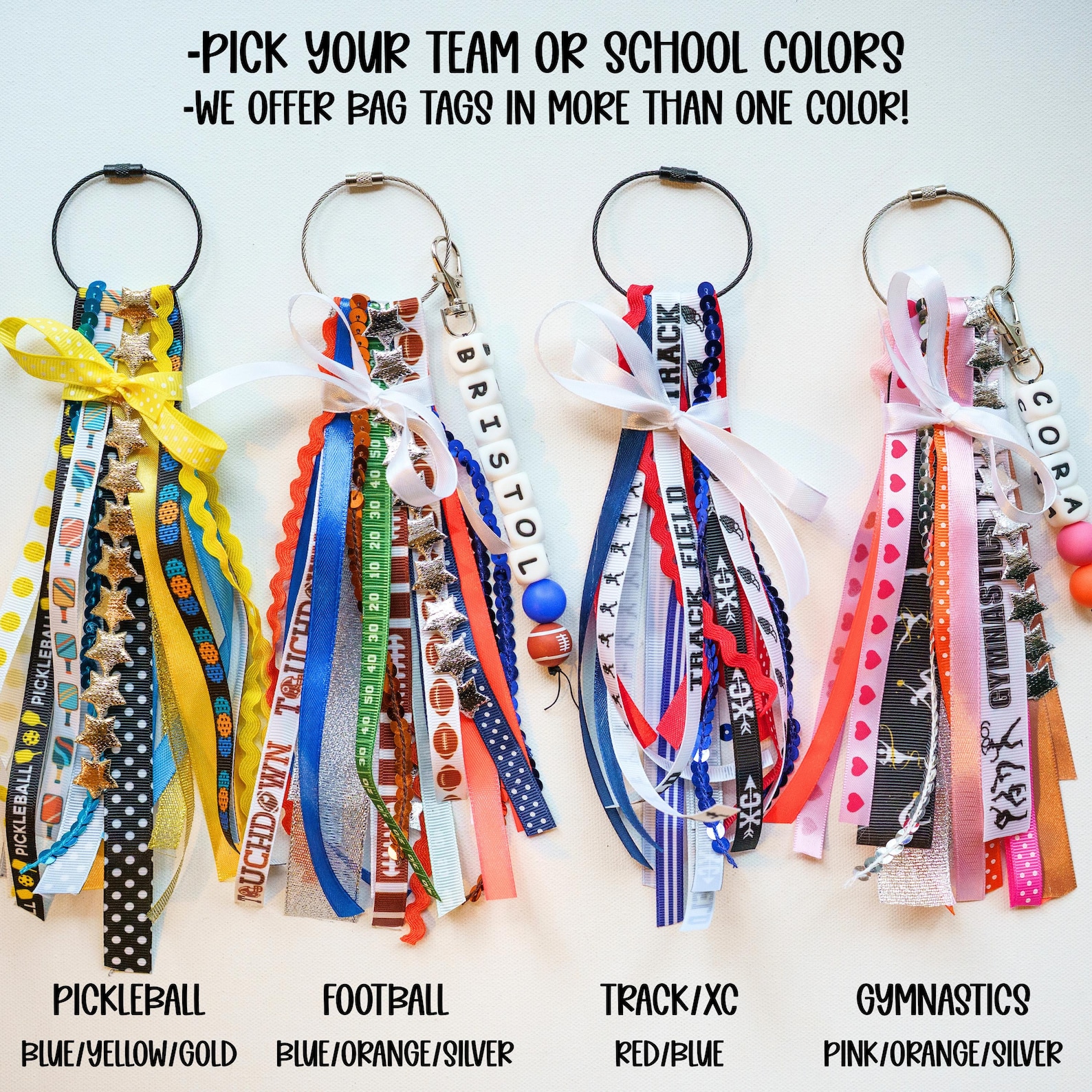 Personalized Sport Bag Tag: Silicone Name Keychain With Ribbons - Etsy