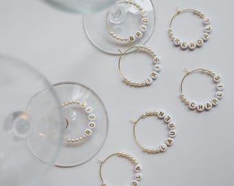 Personalized Name Wine Glass Charms | Customizable Wedding Table Seating Favors | Bridal Shower Gift | Bachelorette Party Drink Charms