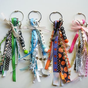 Personalized Sport Bag Tag: Silicone Name Keychain with Ribbons
