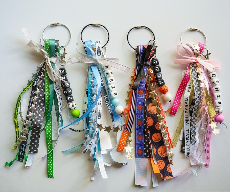 Personalized Sport Bag Tag: Silicone Name Keychain With Ribbons - Etsy
