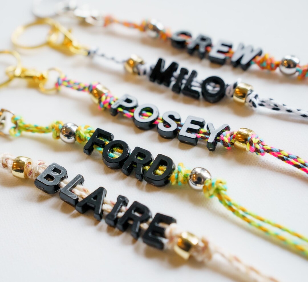 Thread Name Keychain Personalized Name Keychain | Custom Name Key Ring | Braided Bag Charm ...