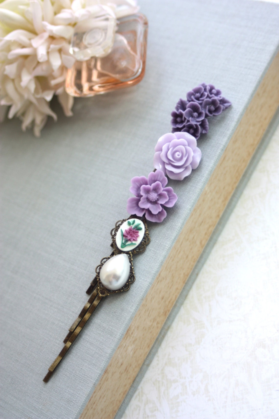 Purple Flower Hair Pins. Shades of Lavender Lilac Amethyst Etsy