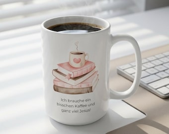 Christian Coffee Mug & Bible | I Need Coffee and Jesus | Gift for Christians | Minimalist Faith Mug | Devotional Coffee