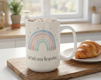 Christian Mug | Rainbow Gift | God Keeps His Promises | Bible Saying Mug | Gift for Christians | Hope and Faith