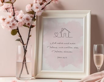 Bible Verse Poster | Digital Download | Joshua 24:15 | Christian Family Wall Decor | But I and My House | Modern Religious Art
