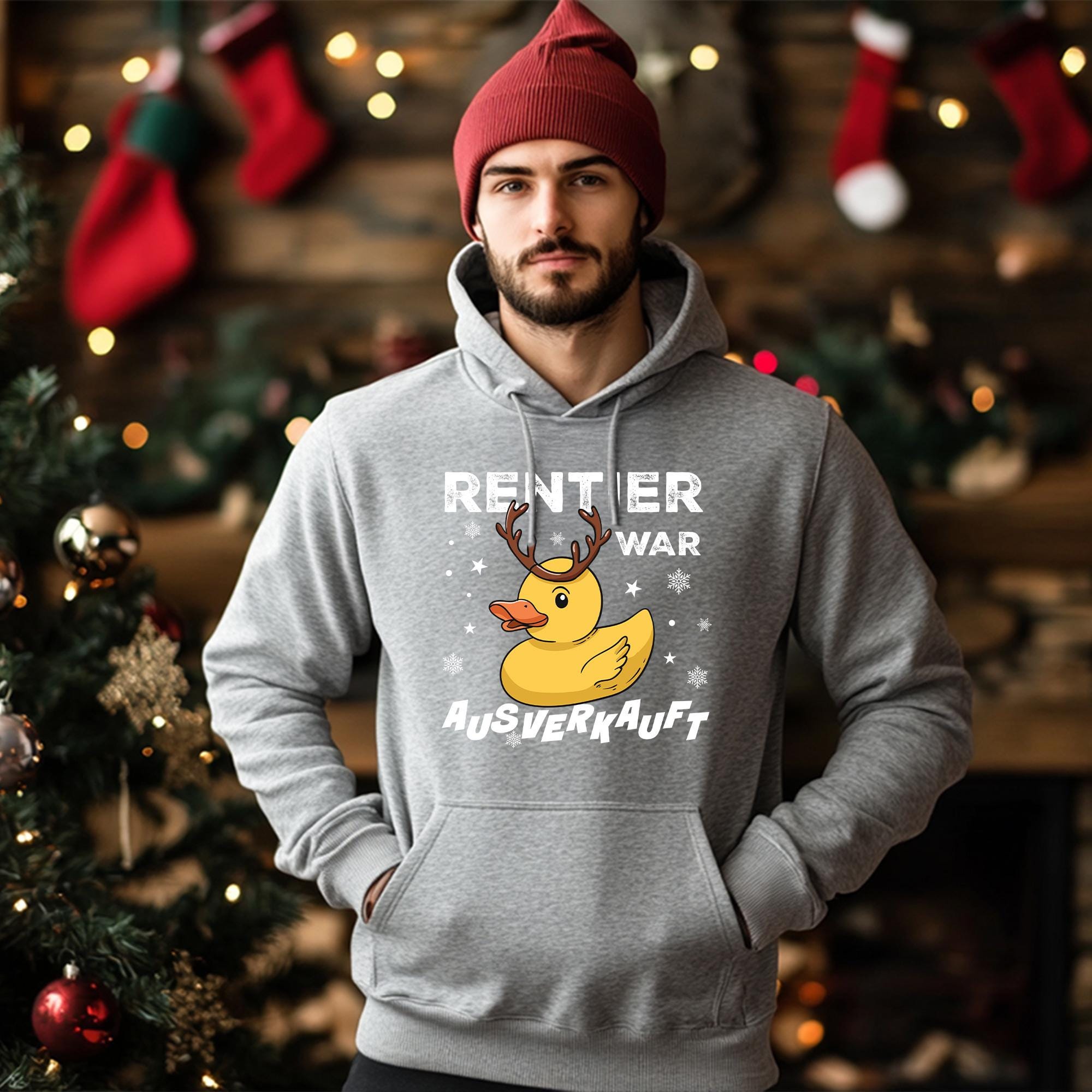 Produktbild von Rentier War Ausverkauft Lustiges Weihnachten Elch & Ente Pullover Hoodie
