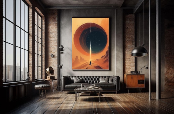 Abstract Dune-Inspired Sci-Fi Desert Art Print, Sand Dunes, Digital Printable Wall Art, Warm Tones, Festive Home Decor