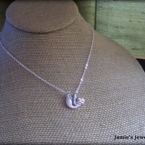 Sterling Silver Sloth Necklace - Sloth Pendant - Modern - Sloth Lover Necklace - Sloth Gift - Simple Sloth Necklace - Minimalist