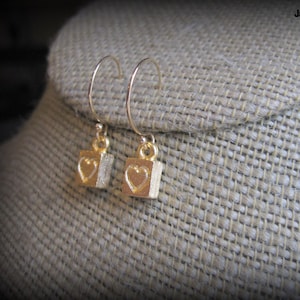 Gold Heart Earrings  -  Minimal Gold Earrings - Gold Hoop Earrings  - Tiny - Valentine&#39;s Day Earrings - Dainty Heart Earrings - Heart Charm