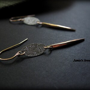 Bar Earrings - Rose Gold Bar  - Spike - Everyday Rose Gold  - Minimal - Simple - Modern - Lightweight - Modern Spike - Drop -Sterling Silver