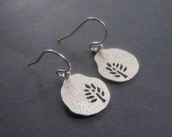 Sterling Silver Tree Earrings  - Sterling Silver Minimal Earrings - Sterling Silver Modern Earrings - Silver Nature Earrings