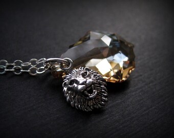 Collar de león de plata de ley - collar moderno de plata de ley - joyería de plata de ley- collar de leo de plata de ley - regalo de león