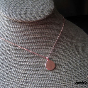 Rose Gold Disc Necklace Tiny Disc Minimalist Circle Modern Rose Gold Necklace Layering Everyday Simple Rustic Round image 3