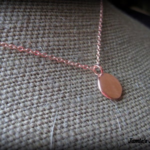 Rose Gold Disc Necklace Tiny Disc Minimalist Circle Modern Rose Gold Necklace Layering Everyday Simple Rustic Round image 1