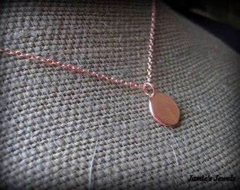 Rose Gold Disc Necklace - Tiny Disc  - Minimalist  -  Circle  - Modern Rose Gold Necklace - Layering - Everyday - Simple - Rustic - Round