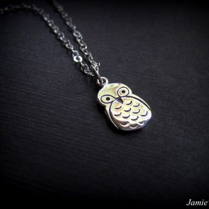 Sterling Silver Owl Necklace -  Owl Sterling Silver  - Modern Sterling Silver Necklace - Everyday Sterling Silver Necklace - Tiny Silver Owl