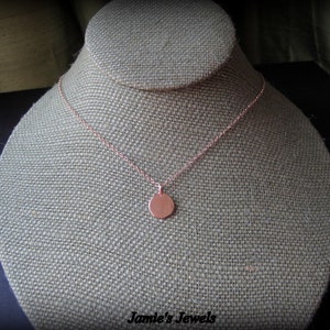 Rose Gold Disc Necklace Tiny Disc Minimalist Circle Modern Rose Gold Necklace Layering Everyday Simple Rustic Round image 2