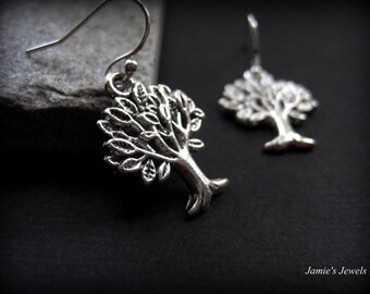 Tree Earrings - Silver Tree Earrings - Everyday Silver Earrings - Rustic Silver Earrings -  Woodland Forest Earrings -