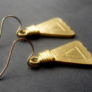 Gold Triangle Earrings - Modern Gold Earrings - Modern Earrings Gold - Bohemian Gold Earrings - Rustic Gold Earrings - Gold Rustic Earrings