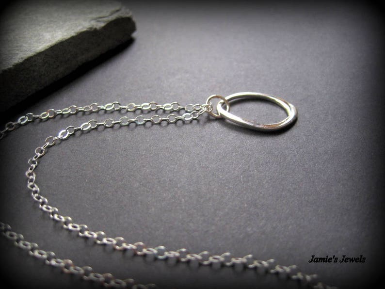Simple Classic Sterling Silver Abstract Necklace Everyday Organic Sterling Silver Hoop Necklace Sterling Silver Modern Necklace