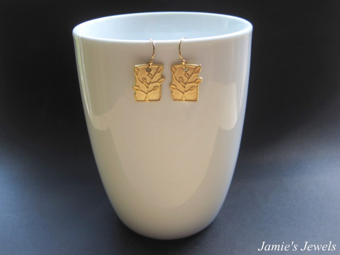 Gold Tree Earrings Gold Modern Earrings everyday Gold Etsy