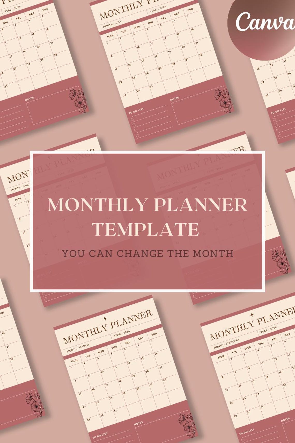 Canva digital planner template monthly planner weekly planner