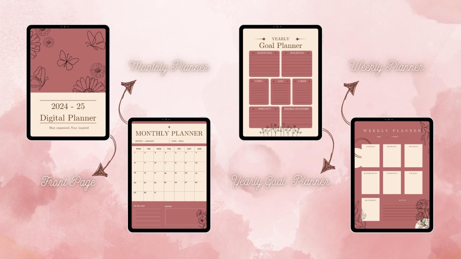 Canva digital planner template monthly planner weekly planner