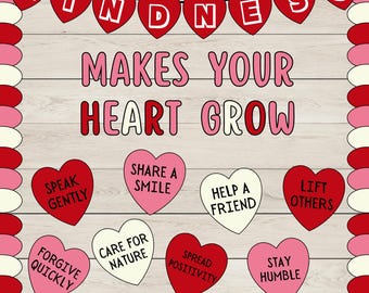 Kit bacheca "Kit cuore della gentilezza", decorazione alternativa per la classe di San Valentino, esposizione da parete per la scuola di febbraio