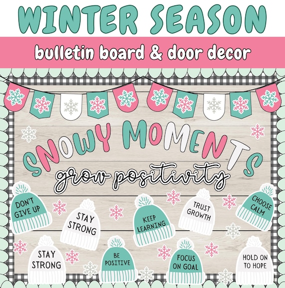 Winter Positive Mindset Bulletin Board Kit, Snowy Classroom Decor (Digital Download)