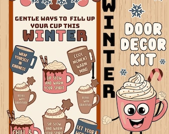 Kit di decorazioni per porte sulla salute mentale invernale, bacheca per aule positive, esposizione di stagione accogliente