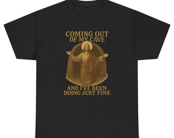Coming Out Of My Cave Jezus T-shirt, grappig christelijk meme-shirt, paas-T-shirt, Gen Z-humor, out of pocket-humor, dankbare meme, memeshirt