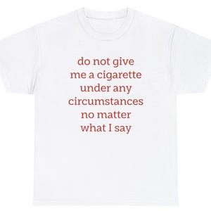 Do Not Give Me a Cigarette Under Any Circumstances No Matter What I Say T Shirt, Funny Shirt, Gag Gift, Smoker Gift, Oddly Specific Shirt