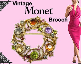 MONET トンボ クリスタル ラインストーン ブローチ サイン入り - Etsy 日本
