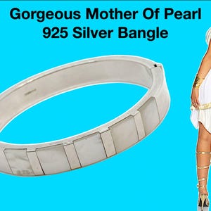 Gorgeous Mother of Pearl Solid Silver Bangle