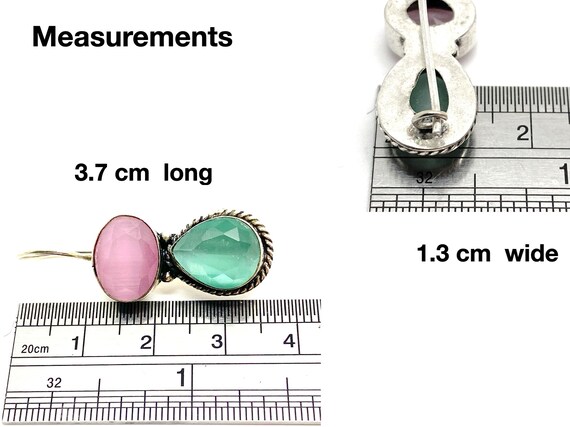 Ruby & Emerald 925 Silver Earrings - Indian Gemst… - image 10