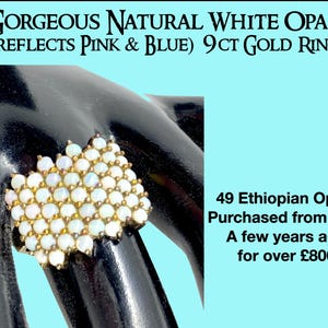 Gorgeous Natural White Opal 9ct Gold Ring. UK Size R 1/2