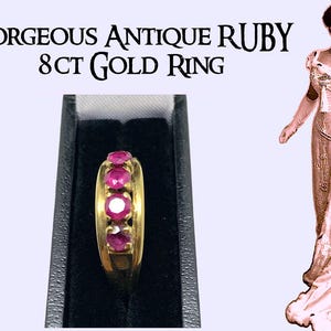 ヴィンテージ 8カラット ゴールド ルビー リング - UK サイズ R
