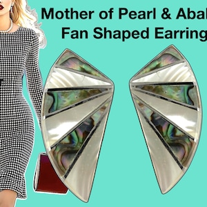 Mother of Pearl & Abalone Fan Shaped Earrings -